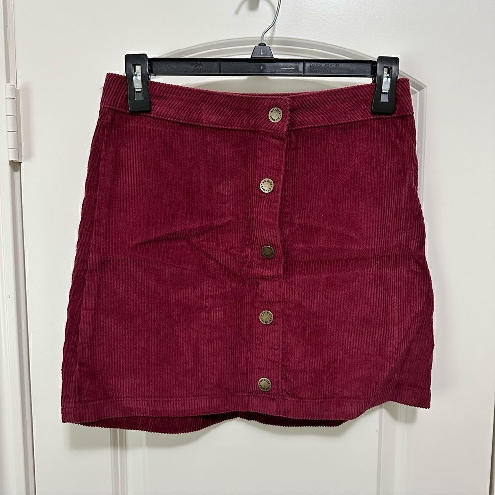 Art Class Corduroy Snap Front Skirt Girls Large (10/12) Burgundy